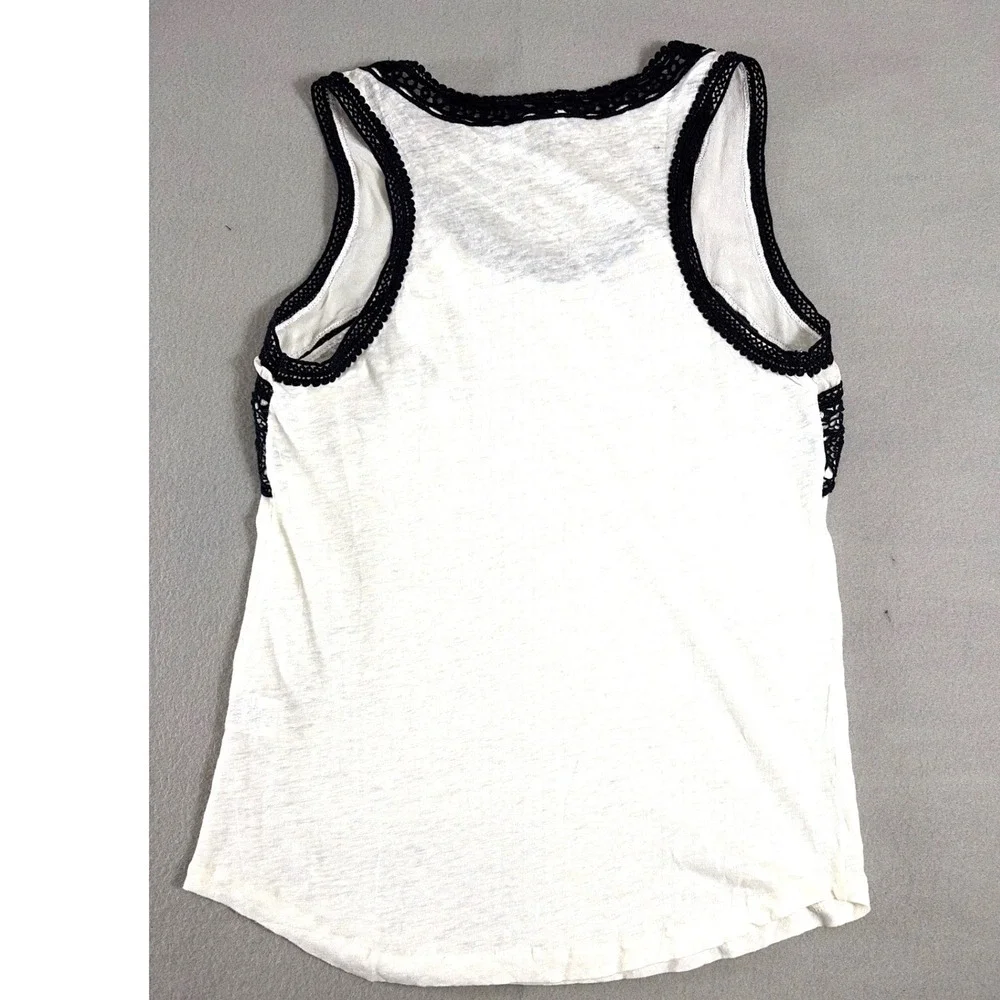 J.Crew Women Ivory 100% Linen Crochet Lace Trim Tank Top A7282‎ Medium